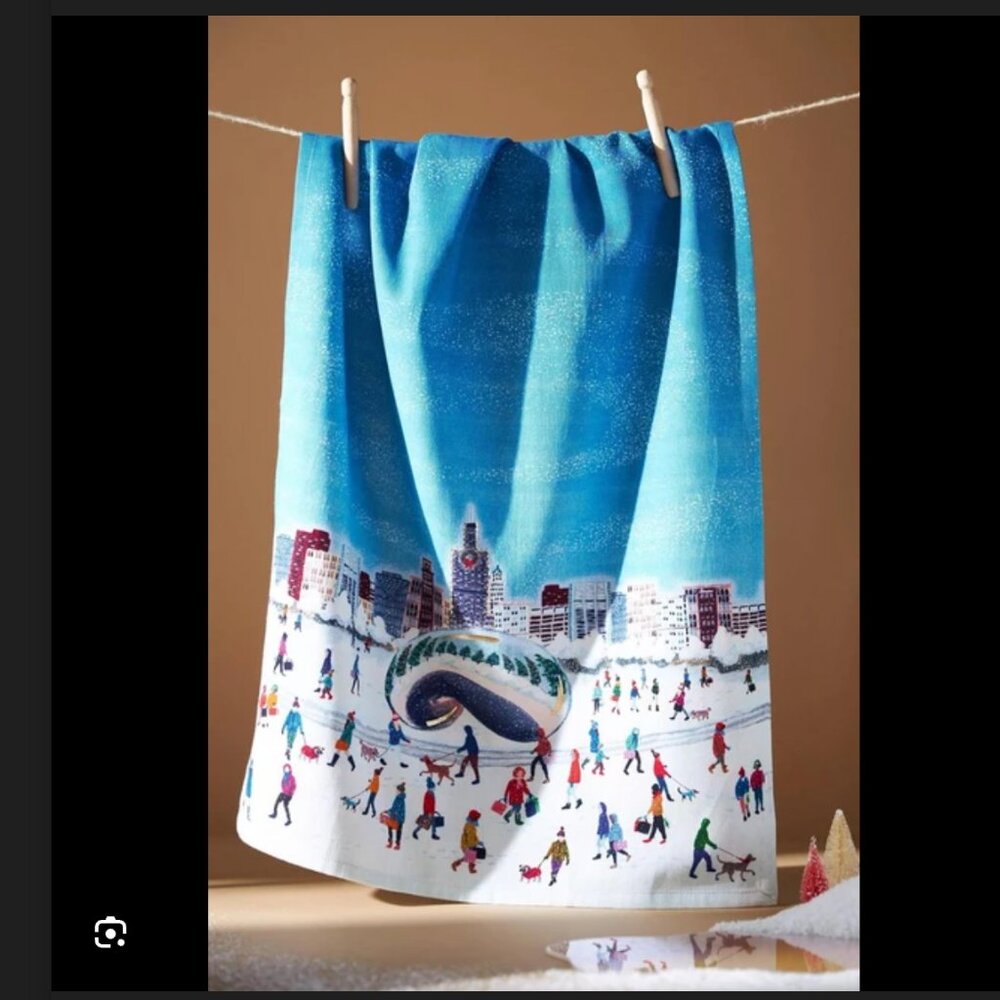 Anthropologie Holiday the City Dish Towel - Chicago